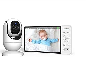 GHB Monitor dla dziecka z wideo i dźwiękiem, 17,8 cm (7 cali), obrót o 350°/120°, 5000 mAh, wykrywanie temperatury, widzenie nocne, tryb VOX, dwukierunkowy interkom, kołysanka