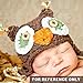 KF Baby Animal Beanie Hat, with Ear Flaps and Braids, Owl, Brown + FREE Gift of 4 Pinback Buttons
