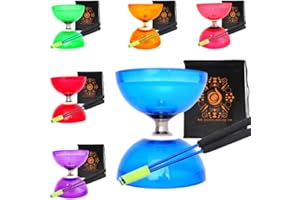 Juggle Dream Quartz Triple Bearing Clutch Diabolo Set with Aluminium 'Metal' Sticks, Diabolo String and Cascade Carry Bag (Blue with Blue Handsticks)