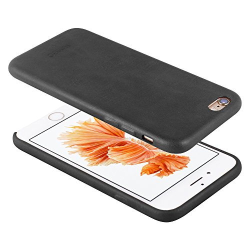 SUMGO® Apple iPhone 6, 6s Hülle echt Leder Schutzhülle Hard Cover Back Case Tasche – in Schwarz - 3