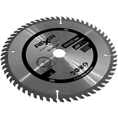 HM Kreissägeblatt Ø 185 x 20 / 16 mm 60 Zähne Sägeblatt für Holz Plexiglas Alu