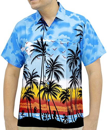 LA LEELA Shirt camisa hawaiana Hombre XS - 5XL Manga corta Delante de 