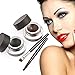 VONISA Waterproof 2 in 1 Gel Eyeliner Set-Beauty Cosmetics Make Up Long-lasting Shadow Wear Gel Cream Eye Liners Brown and Black with Makeup Eyebrow Brush Kit + Cat Shaping Eye Liner Stencils