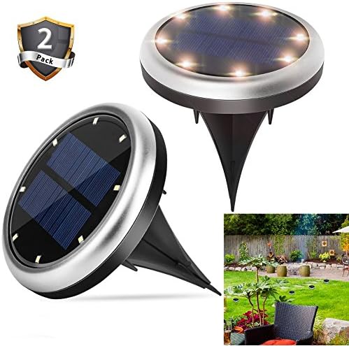 Solar Powered Lights, Outdoor Ground Lights, 16 Led Water-resistant Landscape Driveway Lights for Garden, Pathway, Yard, Walk Way, 2 Pack