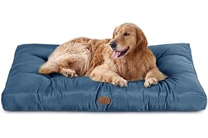 Bedsure Panier Chien Grand Taille Imperméable - Coussin Chien de Tissu Oxford, Tapis Idéal pour Chien XL, Matelas Lit Chien Lavable, Bleu Marine, 110x89x10cm