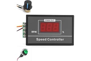 TANGXI DC6-60V 6V 12V 24V 48V 30A PWM DC Motor Speed Controller, Stepless DC Digital Display Motor Speed Controller with Momentary Start/Stop Switch/Speed Control Potentiometer