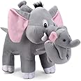 YBN Mother Elephant with Two Babies Stuffed Plush Soft Toy for Kids Baby Boys & Girls Birthday Gifts Home Decoration (Color: Grey Size: 41 cm)