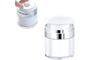 RUNMEIHE 50ML Creme Airless Pumpspender, Lotion Creme Spender Nachfüllbar Pump Container, Cosmetic Cream Jar Tragbarer Reise Vakuum Pumpflasche Behälter