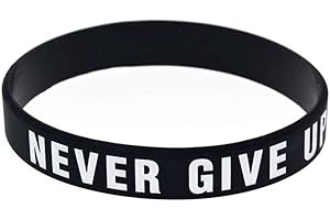 lijun - Braccialetto motivazionale in silicone con scritta "Never Give Up" (lingua italiana non garantita)