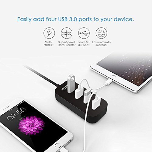 USB Hub, BC Master 4-Port USB 3,0 Splitter mit LED Licht Super Speed Datenübertragungsraten bis zu 5Gbps für Macbook, Laptops, Ultrabooks und Tablet PC - 2