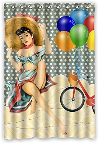 Sexy Sandy beach Girls pattern design Polyester Fabric Waterproof Shower Curtain Bathroom Decorative 48"x72" (120cm x 183cm)