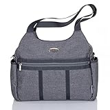 LCP Kids grosse Baby Wickeltasche PARIS GREY mit Wickelunterlage und vielen Fächern modern mit Universal Haken als Kinderwagen Befestigung für unterwegs - 2