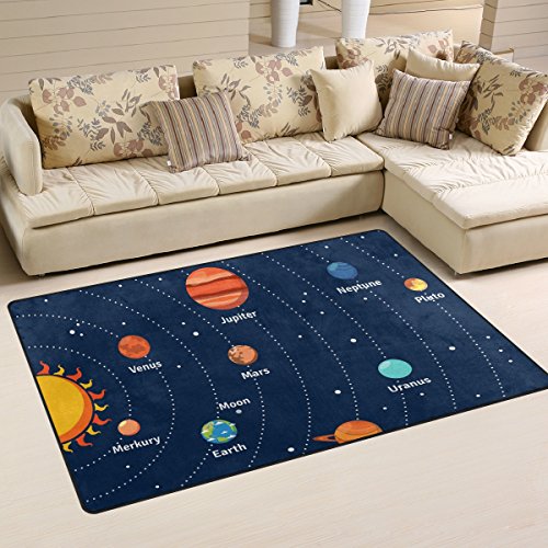 COOSUN educativo Solare Sistema orbite e Pianeti Tappeto Tappeto Antiscivolo zerbino zerbini per Soggiorno Camera da Letto 78,7 x 50,8 cm, Tessuto, Multi, 60 x 39 inch