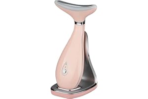 VRAIKO LILY Massaggiatore viso-collo, dispositivo per il ringiovanimento della pelle con vibrazione termica a LED a tripla azione per il sollevamento e il rassodamento anti-età (rosa)
