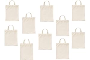 noTrash2003 Kinder Stoffbeutel, unbedruckt, zum Bemalen, Besticken, Bekleben 22 x 27 cm, 100% Baumwolle, 2 kurze Henkel Kinder Bastelset