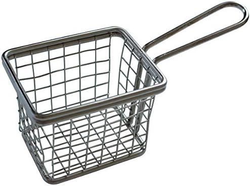 HUAXIONG Mesh Fry Basket Rectangle 10 x 8 x7.5cm Handle length: 9 cm Weight: 103 Grams | Fryer Basket, Frying Basket-Stainless Steel Frying Basket (10 x 8 x7.5) (ONE)