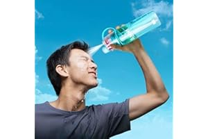 LINGLAN Botella de agua en aerosol para deportes, botella de agua de 580 ml, para ciclismo, escalada, senderismo y montañismo (azul transparente)