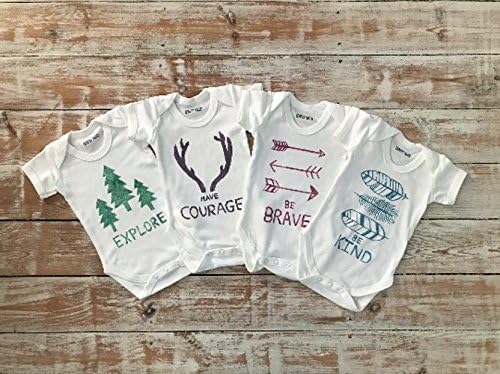 Forest Pastel 100% Organic Cotton Bodysuit Set of 4 - Baby Girl Clothes Set by Crafts by Katie