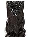 S-noilite- Hot Fashion 17" Curly Clip in Hair Extensions Full Head 8Pcs Hairpiece (Dark Brown)
