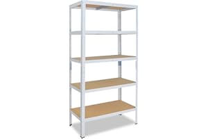 shelfplaza® 180x70x40cm Home Étagère Charge Lourde Blanc/Etagere Metallique 5 Niveaux / 175kg capacité Charge/Etagere en Metal, étagères de Rangement & Etagere Rangement Garage Acier
