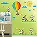 Produktbild Freche Affe Heißluftballon Wandaufkleber Diy Grüne Gras Wolken Vogel Dekor Kinder Schlafzimmer Tapete Vinyl Abnehmbare Wandtattoo