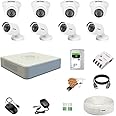 HIKVISION Clocite 8 Channel DVR with 2MP 4 Dome & 4 Bullet Cameras (Day/Night Vision) + 1TB HDD + Cable Roll (1+3) 8 CH Power Supply + BNC & DC Full Combo Kit