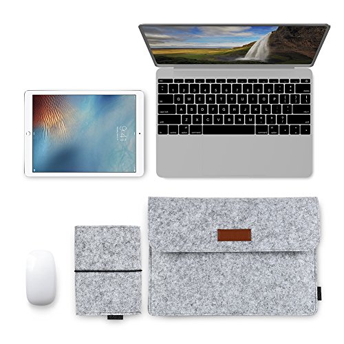 dodocool 13,3 Zoll Filz Sleeve Hülle Ultrabook Laptop Tasche für 13″ Macbook Air/ Pro Retina 12,9 Zoll iPad Pro, Grau - 4