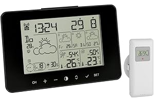 TFA Dostmann Wetter Info Center METEOTIME PRIMO, 35.1156.01, Wetterstation, für 90 Wetterregionen in Europa, mit Regenwahrscheinlichkeit, Windstärke, schwarz