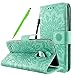 Produktbild Fraelc® LG K8 2017 Hülle Premium Kunstleder Tasche im Bookstyle Klapphülle mit Weiche Silikon Handyhalter Lederhülle für LG K8 (2017) Indische Sonne Design Brieftasche - Mintgrün