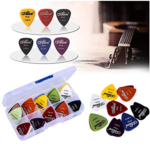 Preisvergleich Produktbild 50pcs Gitarren Plektrum1 Kastenkasten elektrische Gitarrenzusätze Gitarren plektren musikalische Instrumentstärke 0.58-1.5 Neuer Entwurf
