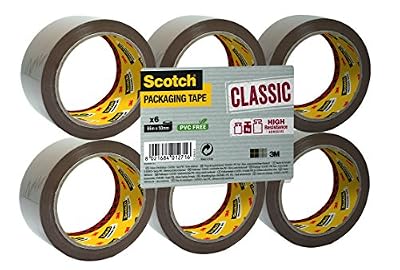 Scotch Flatpack de 6 Rouleaux Ruban Polypropylène Classic - 50 mmx 66 m - Couleur Havane