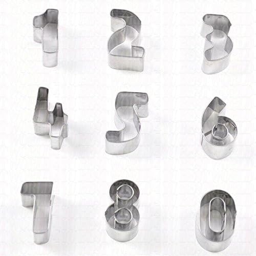 Number 1-10 Fondant Icing Larger Cutter Set 9 Piece Cake Decorating Mold (Stainless Steel Numeric)