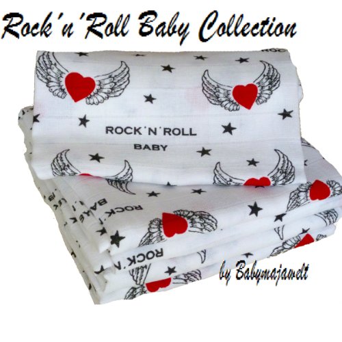 Muslin Squares ROCK´N ´ROLL - 5 PACK - Muslins 80/80 cm - 100% Cotton - 12296