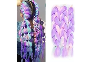 FANWYFYU Braid Hair Extensions, Kanekalon Braiding Hair Ombre Jumbo Braiding Hair Extensions 24 Inch Jumbo Braid Synthetic Hair for Braiding … (24 Inch (Pack of 3), DB-MC9)