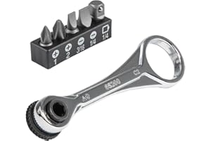 KLEIN TOOLS, 5-częściowy zestaw mini grzechotki z krzyżakami, szczelinami i adapterem do innych rozmiarów gniazd, do ciasnych przestrzeni 65200