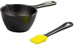Lodge LMPB21PLT Cast Iron Melting Pot with Silicone Brush, Black