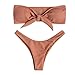 Produktbild Damen Bikini-Set,TWBB Sommer Einfarbig Sexy Schulterfrei Bandeau Push Up Bikini Set Geknoteter Bademode Zweiteilige Swimsuit Badeanzug mit T-String