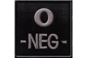 GÉNÉRIQUE Ecusson O NEG Noir Tissu brodé avec scratch Groupe Sanguin Rhésus O Négatif Moins - Police Gendarme Sécurité Collection France