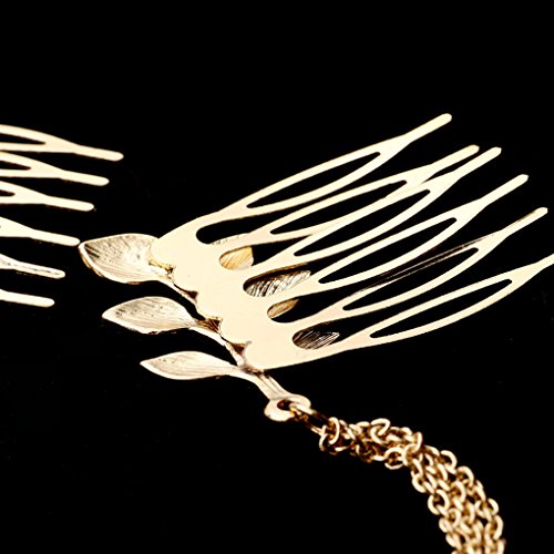 LUFA Gold Blätter 3 lagige Ketten Doppelte Haare Kamm Haar Klaue Haarspangen Haarschmuck - 2