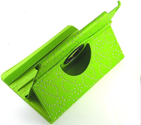 Bling Diamond 360 Degree Rotating Case with Stand for iPad Air 2 / iPad 6 with Screen Protector and Stylus Pen (Green)