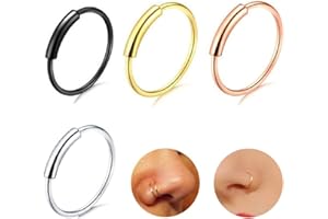 CUHZA Anillo hipoalergénico de segmento plegable para la nariz 316L, aro de septum de 8 mm hecho de acero inoxidable para hombres y mujeres