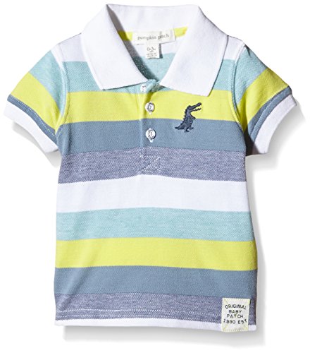 Pumpkin Patch Baby-Boys Stripe Polo Top Striped Short Sleeve Polo Shirt, Blue (Blue Steel), 3-6 Months (Manufacturer Size:3-6M))