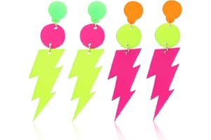 ZORTVUL 2 Paar Neonohrringe für Damen, Acryl, Neonquasten-Ohrringe, 80er- und 90er-Jahre, Retro-Halloween-Ohrringe, für Mottoparty, Halloween, Weihnachten, 2 Paar