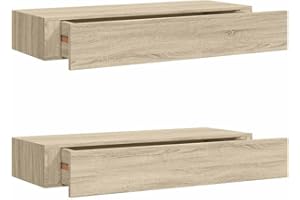 vidaXL 2X Estantes con Cajón de Pared Armario Estante Estantería Flotante Salón Sala de Estar Libros Marco de Foto Color Roble MDF 60x23,5x10cm