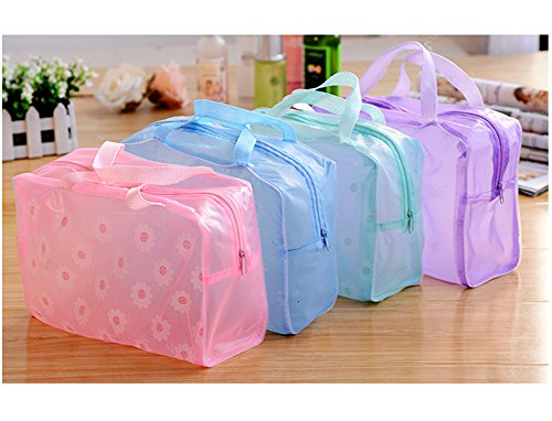dealglad® 5 x tragbare Wasserdichte transparente Kosmetiktaschen / Make-up-Taschen / Kulturbeutel / Tasche fürs Bad (zufällige Farbe), Blumen-Design - 2