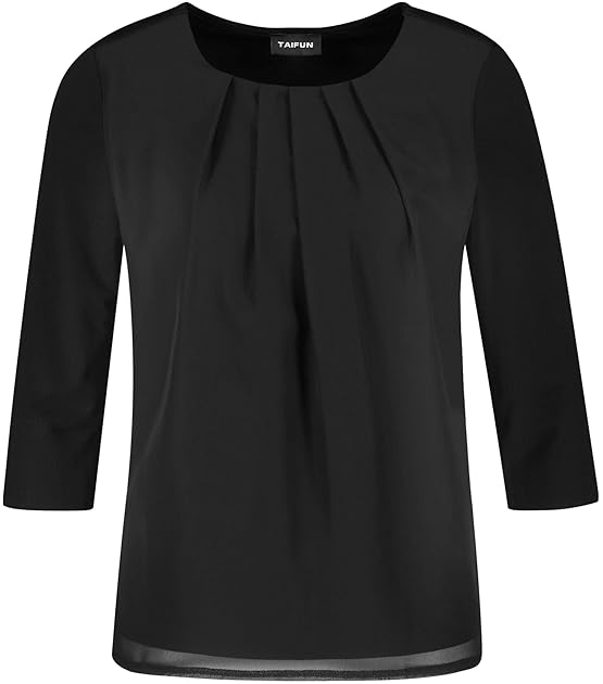 Damen 3/4 Arm Shirt mit Chiffon 3/4 Arm unifarben
