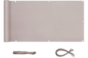 Sekey Brise-Vue pour Balcon Couverture de confidentialité Écran Polyster Vent Protection UV Opaque Résistant aux Intempéries, avec Attaches de câble et Cordons, 75 x 600cm Taupe