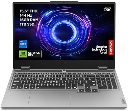 Lenovo LOQ 15" 144Hz Notebook Gaming, NVIDIA GeForce RTX 5060 8GB GDDR7, Intel Core i7-13645HX, RAM 32GB DDR5, 1TB SSD M.2 2242 PCIe 4.0, FHD, Windows 11. Tastiera retroilluminata