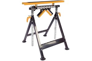 Batavia Maxxwork Établi Multifonction Pliant 4-en-1 – Hauteur réglable, Surface de Travail Stable, Support à Rouleaux et Extension de scie – Atelier, Coupe et Assemblage