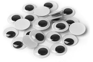 Quesuc 100 Pièces 15Mm Yeux Mobiles Autocollants Adhésifs En Plastique Ronds Noir Blanc Pour Scrapbooking Artisanat Accessoires Diy Craft Poupées Décorations Handicraft